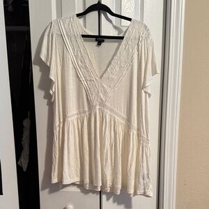 Torrid Cream V-Neck Blouse